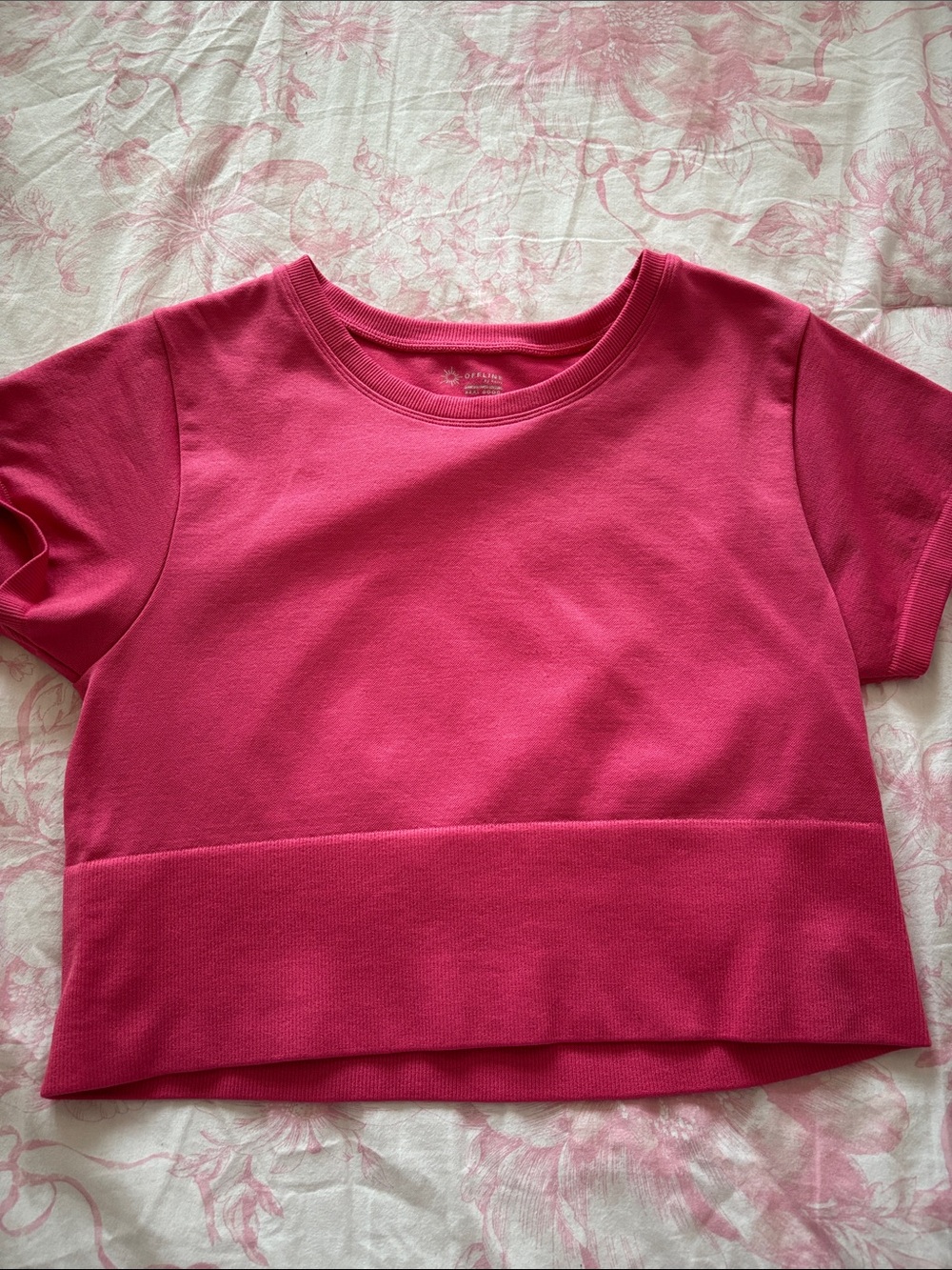 Offline by Aerie Pink Short Sleeve Crop Top